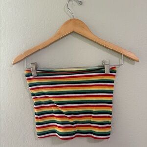 American Eagle Rainbow Stripe Ribbed Tube Top Size S